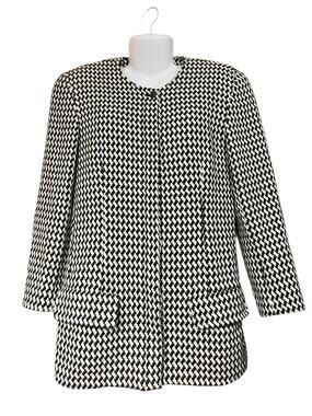 Moods by Krizia Women's B/W Houndstooth Wool Blend Button Front Blazer SZ 10 VTG